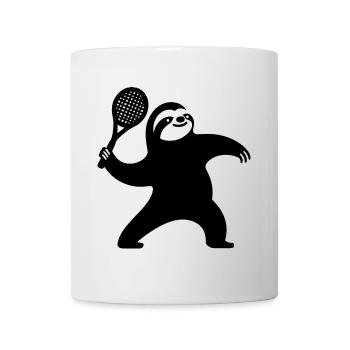 Sloth Silhouette Tennis Serve Minimalist - Mug - white - Front