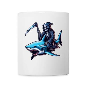 Skelett Reaper reitet auf einem Hai - Tasse - Weiß - Vorne
