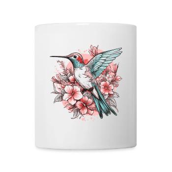 Hummingbird Flowers Bird Animal Art Watercolor Colorful - Mug - white - Front