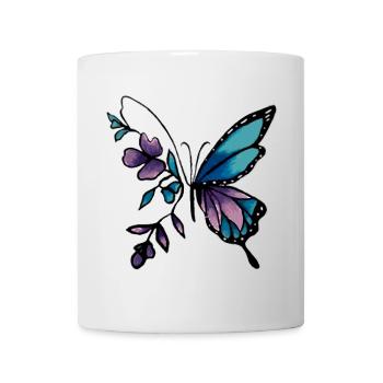 Elegant Butterfly with Floral Accents - Mug - white - Front