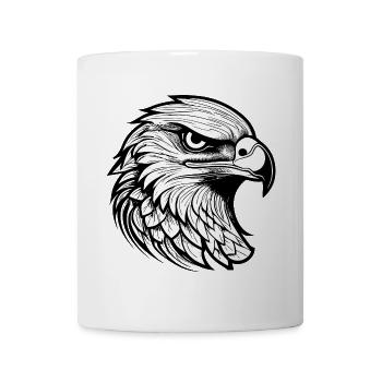 Conception détaillée de la tête d’aigle en noir et blanc - Mug blanc - blanc - Devant
