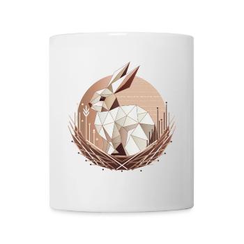 Geometrischer Hase im Nest –Stilvolles Osterdesign - Tasse - Weiß - Vorne
