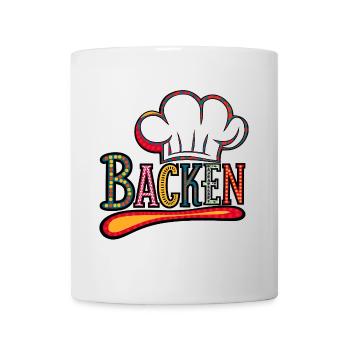 Backen mein Hobby - buntes Bäckermotiv - Tasse - Weiß - Vorne