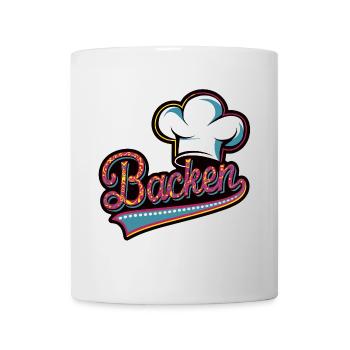 Backen mein Hobby - buntes Bäckermotiv - Tasse - Weiß - Vorne