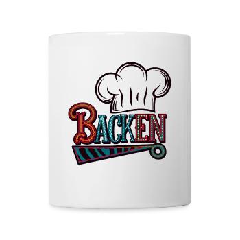 Backen mein Hobby - buntes Bäckermotiv - Tasse - Weiß - Vorne