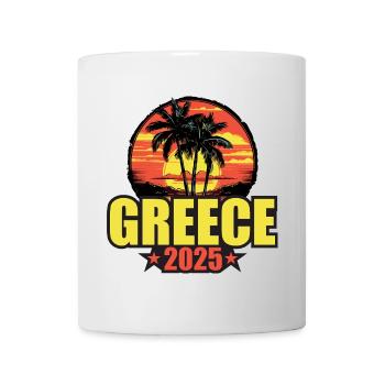 Grèce 2025 Vacances Palmiers Colorés - Mug blanc - blanc - Devant