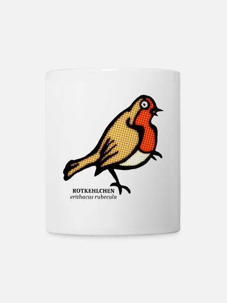 Rotkehlchen Erithacus rubecula Garten Vogel Party - Tasse - Weiß