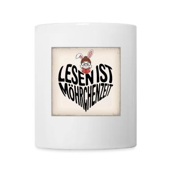 Lesezeit mit Hasencharme - Tasse - Weiß - Vorne