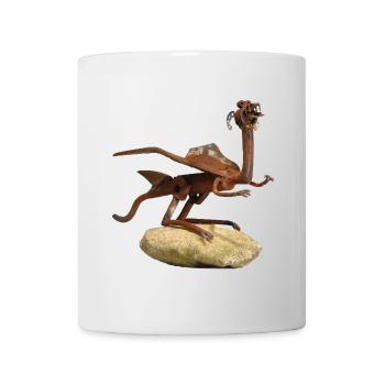 Rostiger Metall-Drachen auf Stein - Tasse - Weiß - Vorne