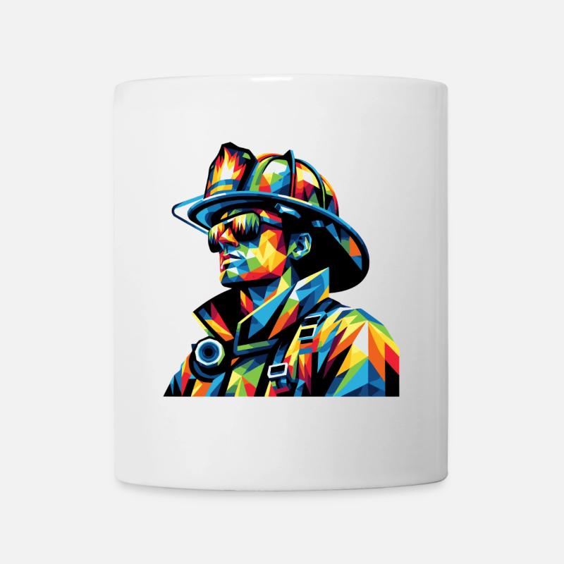 Color Hero – Firefighter in Pop Art Style - Mug - white