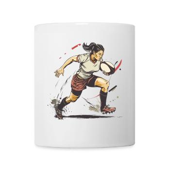 Joueuse de rugby - Mug blanc - blanc - Devant
