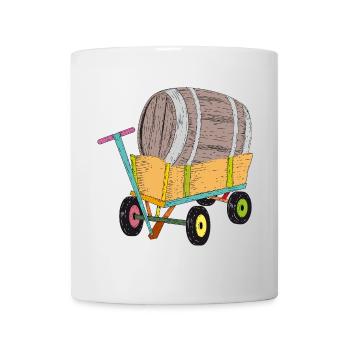 Bollerwagen mit Bierfass –Lustiges Vatertags-Motiv - Tasse - Weiß - Vorne