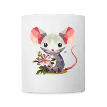 Souris avec églantier – joli motif pour enfants - Mug blanc - blanc - Devant