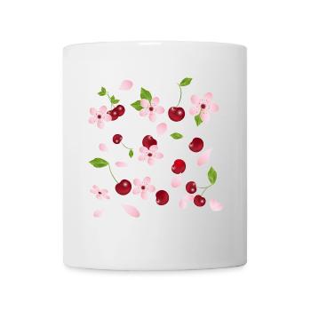 Cerisiers en fleurs et cerisiers – design romantique de la nature - Mug blanc - blanc - Devant