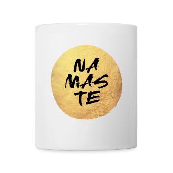 Yoga Kreis Namaste Handschrift Gold Luxus Indien - Tasse - Weiß - Vorne