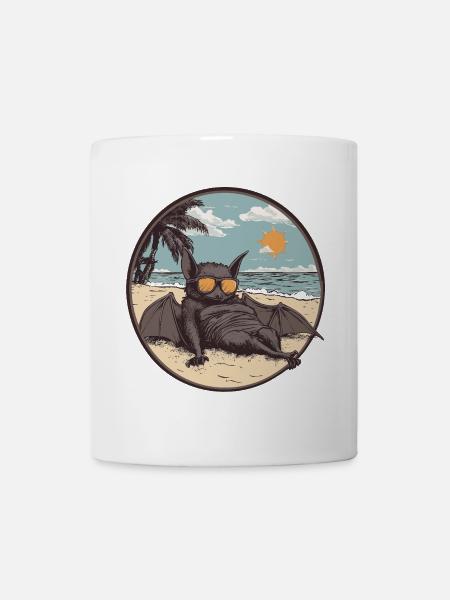 Entspannte Fledermaus am Strand - Tasse - Weiß