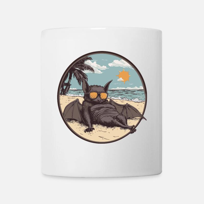 Entspannte Fledermaus am Strand - Tasse - Weiß