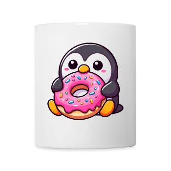 Cute Penguin with Donut Dessert Snacking - Mug - white - Front