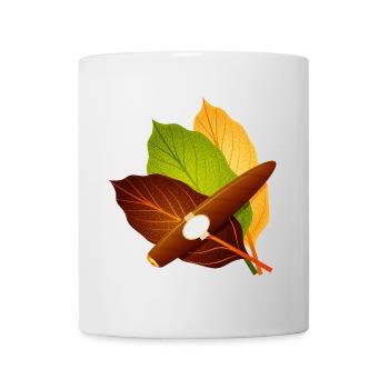 Cigar with Tobacco Leaves - Stylish Vintage Motif - Mug - white - Front