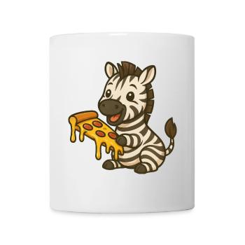 Niedliches Zebra Cartoon Pizza Pizzaliebhaber Ess - Tasse - Weiß - Vorne