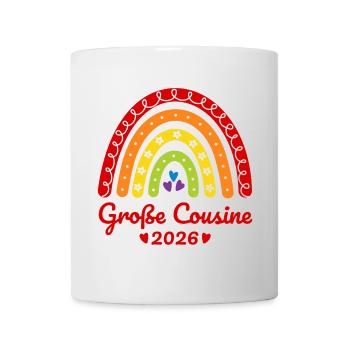 Große Cousine 2026 Regenbogen - Tasse - Weiß - Vorne