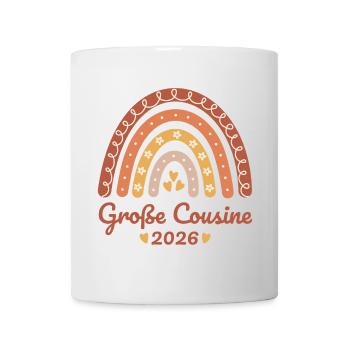 Große Cousine 2026 Regenbogen - Tasse - Weiß - Vorne