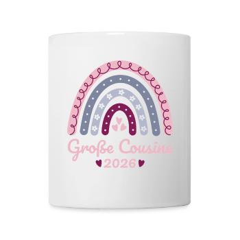 Große Cousine 2026 Regenbogen - Tasse - Weiß - Vorne