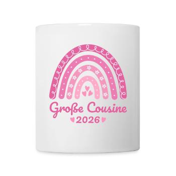 Große Cousine 2026 Regenbogen - Tasse - Weiß - Vorne