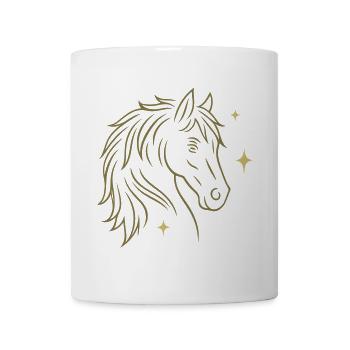 Pferd Pferdekopf mit Sternen - edles Tiermotiv - Tasse - Weiß - Vorne