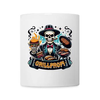 Grillprofi Skelett – BBQ Meister im Mafia-Style - Tasse - Weiß - Vorne