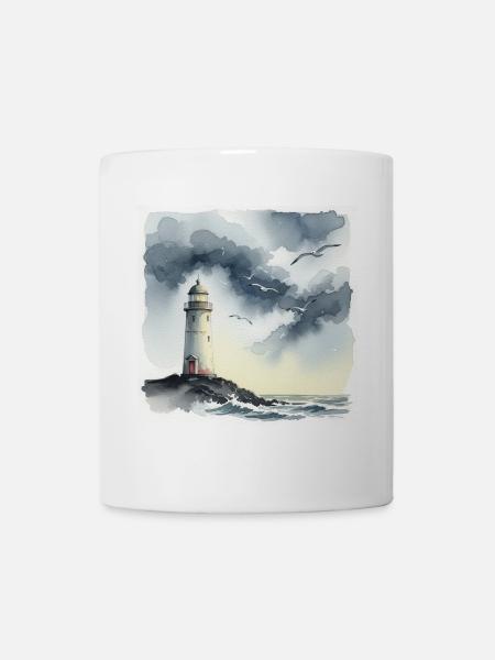 Ein einsamer Leuchtturm - Tasse - Weiß