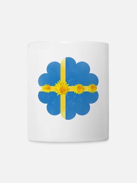 Sweden Dandelion Blossoms Sweden Flag - Mug - white