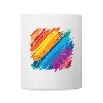 Vibrant Rainbow Brush Stroke Artwork - Mug blanc - blanc - Devant