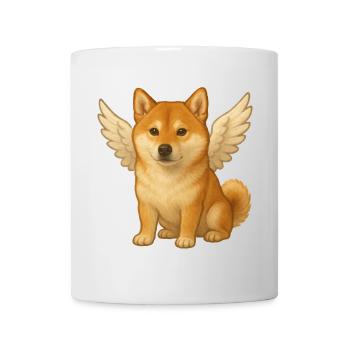 Cute Shiba Inu Angel Cartoon Satisfied Dogs - Mug - white - Front