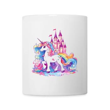 Einhorn Regenbogen Schloss Bunt Magie Fantasie - Tasse - Weiß - Vorne