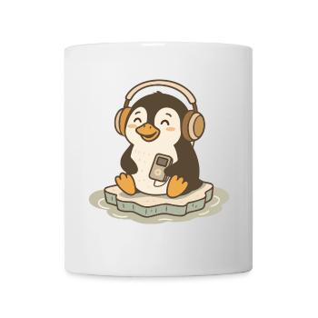 Music-loving cute penguin with headphones - Mug - white - Front