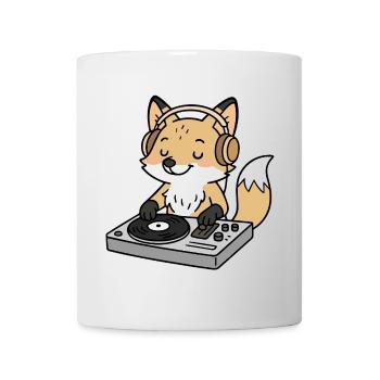Un renard en DJ avec des écouteurs à la table de mixage - Mug blanc - blanc - Devant