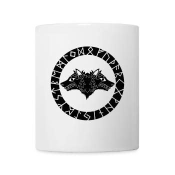 Two-headed black wolf - Mug - white - Front