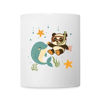 Panda taucht mit Delfin im Meer - Tasse - Weiß - Vorne