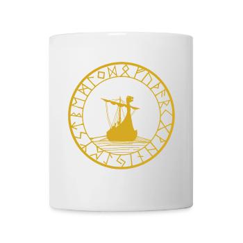 Wikingergelbes Langschiff und Kompass - Tasse - Weiß - Vorne