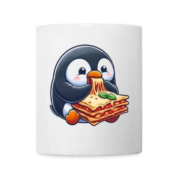 Süßer Pinguin mit Lasagne Italienisch Essen - Tasse - Weiß - Vorne