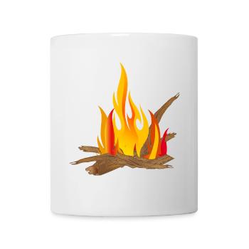 Campfire illustration with logs & flames - Mug - white - Front