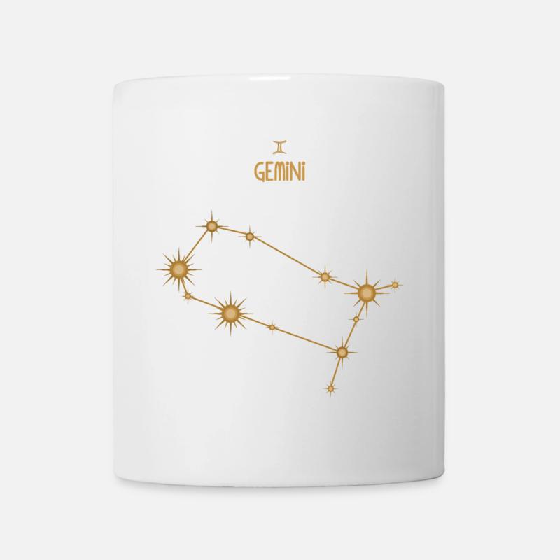 Signe du zodiaque Gémeaux Constellation d’étoiles Tons dorés - Mug blanc - blanc