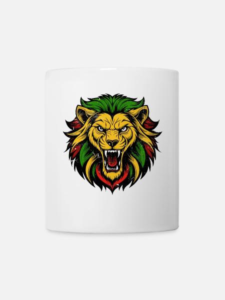 Vibrant Lion Head Tattoo Style - Mug - white