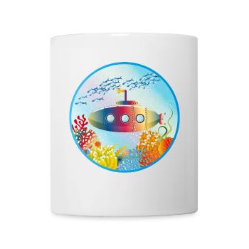 Colorful submarine in tropical coral reef - Mug - white - Front