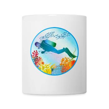 Taucher im bunten Korallenriff - Tasse - Weiß - Vorne