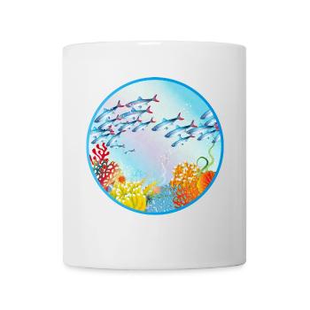 Schwarm bunter Fische im Korallenriff - Tasse - Weiß - Vorne