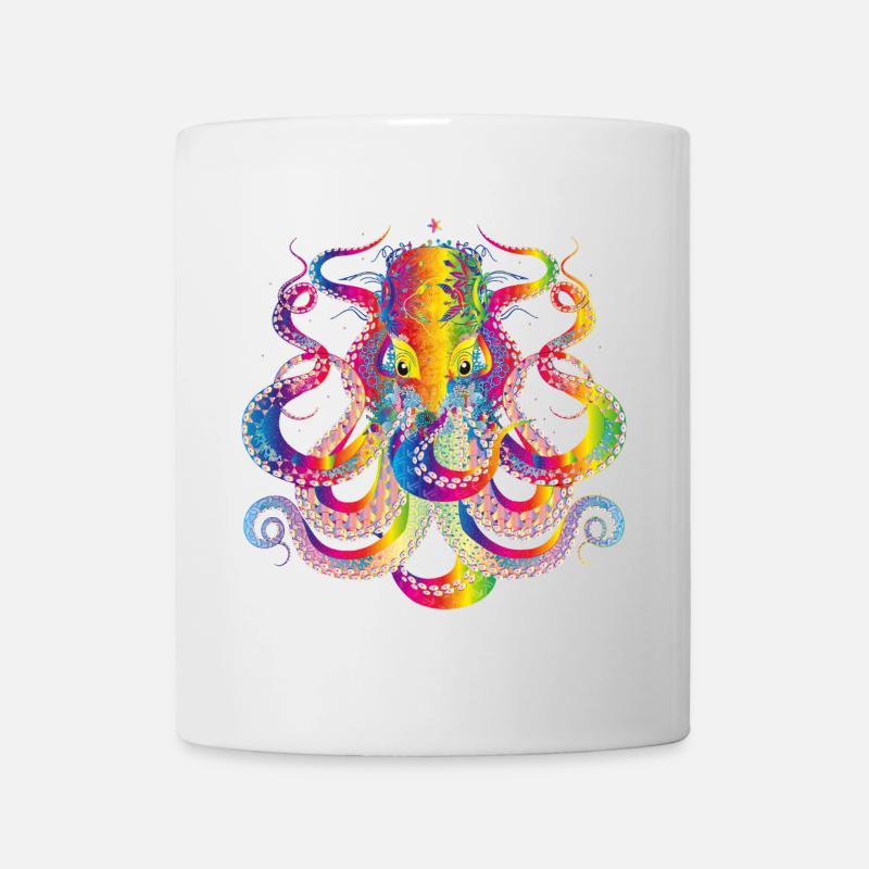 colorful octopus and many details - Mug - white