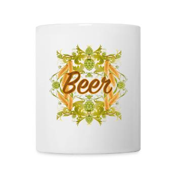 Hop ornament with "Beer" lettering - Mug - white - Front