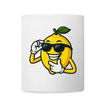 Cool Cartoon Citron avec des lunettes de soleil Drôle - Mug blanc - blanc - Devant